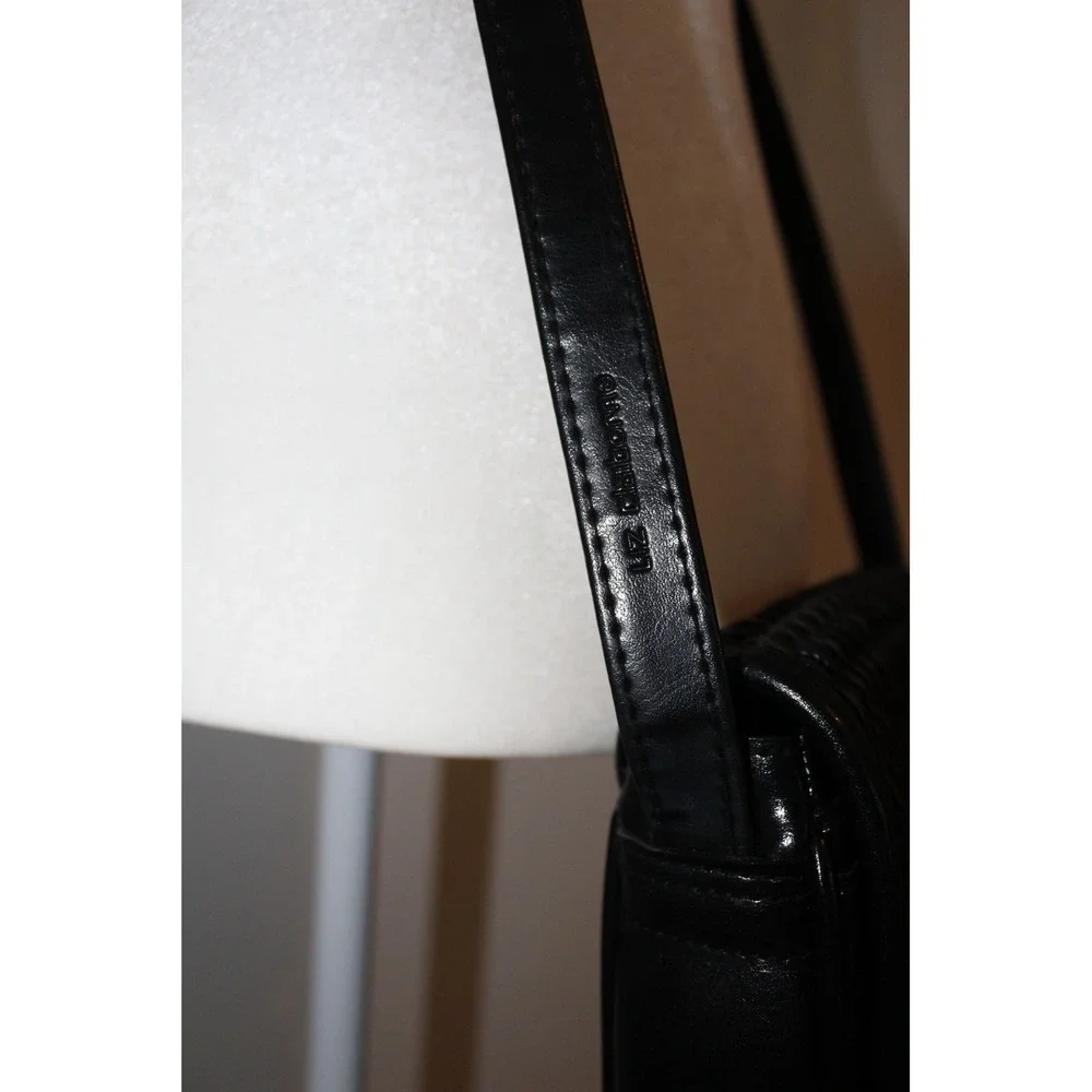 VTG Liz Claiborne Black‎ Woven Leather Crossbody Bag Organizer Purse